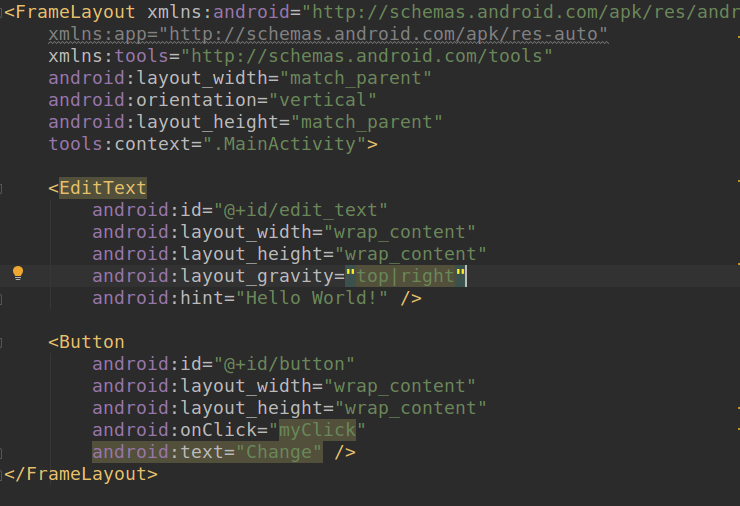 FrameLayout Code